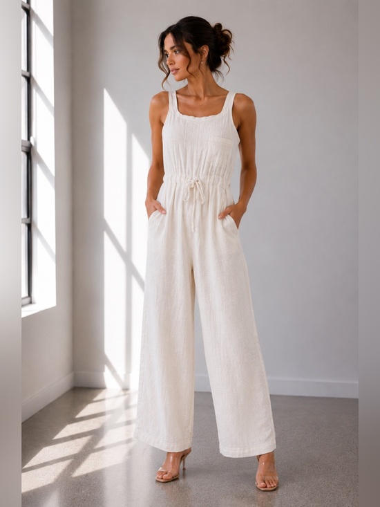 Pants - 439. Coastal Breeze Cotton Jumpsuit